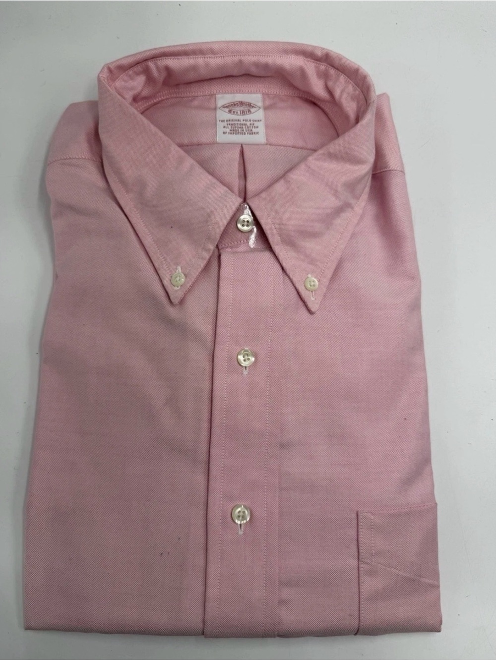 Brooks Brothers 1818 Regent Dress Shirt Mens 17.5 33 Pink Non-Iron Cotton New